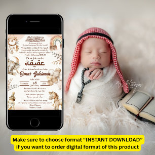 Nouveau-né neutre Musulman Aqiqah Invitation