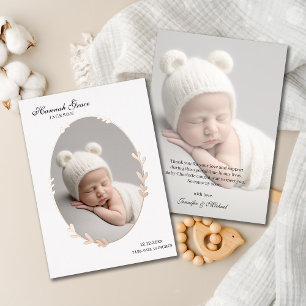 Nouveau-né Photo Scripty Oval Foil Faire-part de n