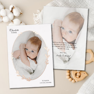 Nouveau-né Photo Scripty Oval Foil Faire-part de n