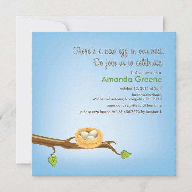 Nouveau Oeuf dans la carte d'invitation du Baby sh (Devant)