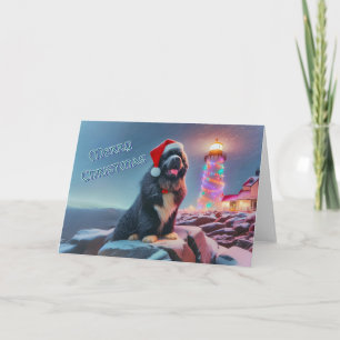 Nouveau par phare Décoré pour la carte de Noël