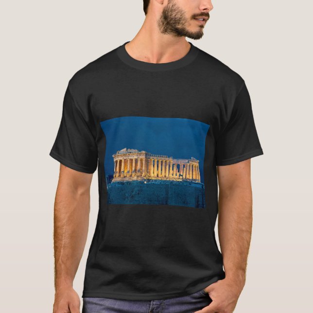 NOUVEAU ! ! - PARTHENON ATHENS T-SHIRT BLUE COULEU (Devant)