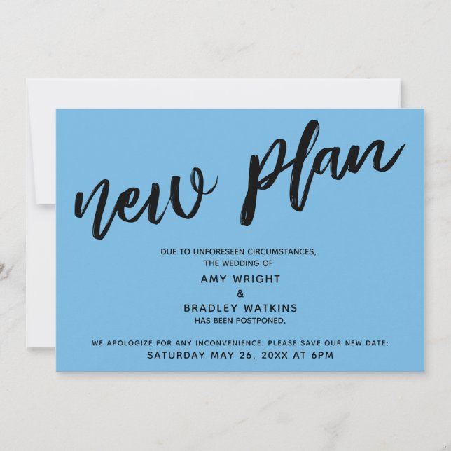 Nouveau Plan Mariage Reporté Carte Bleue Classique (Devant)