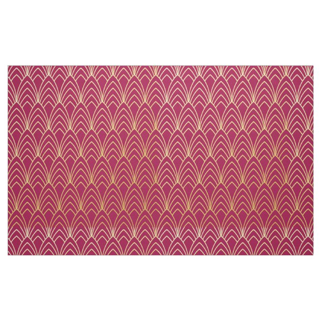Nouveau Tissu Art Déco. (Rouge et Or.) (Fat Quarter)