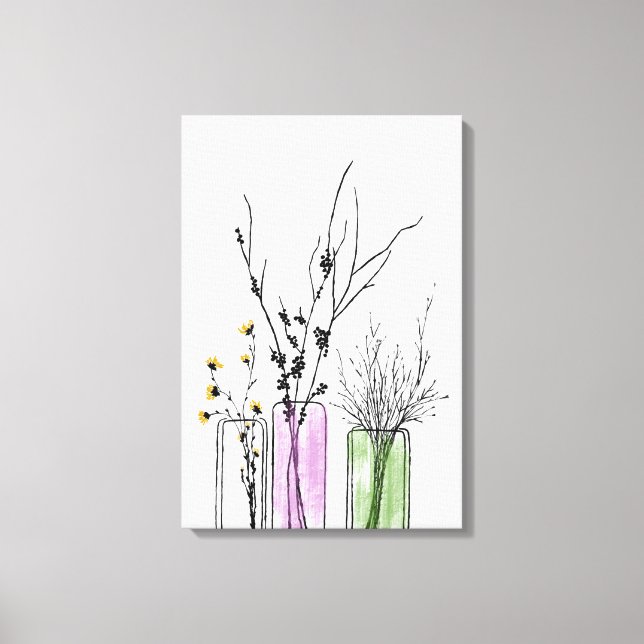 Nouveau vase 2 fleurs en toile étirée Imprimer (Recto)