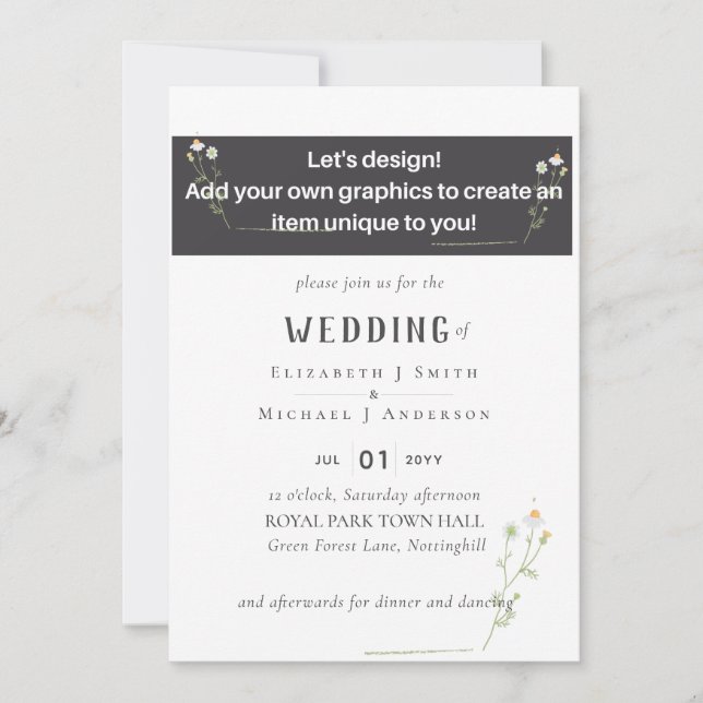 NOUVEAUTÉ ! CONCEPTION PROPRE INVITE DE MARIAGE -  (Devant)
