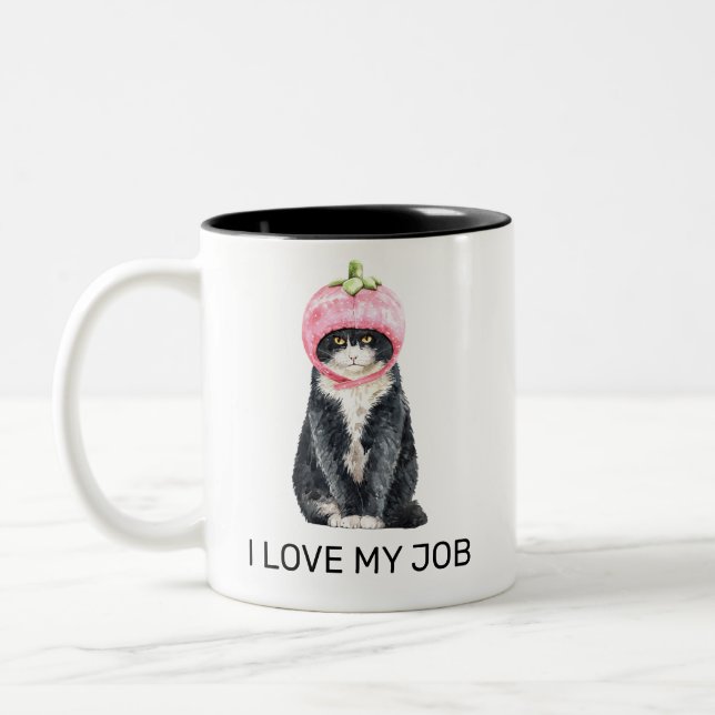 Nouveauté drôle J'aime mon travail chat Mug (Gauche)