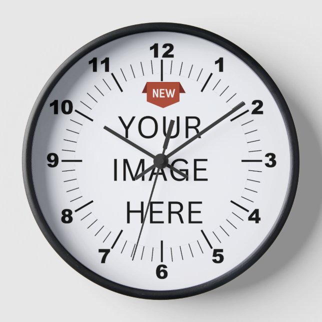 NOUVEAUTÉ ! Horloge murale, cadre rond en bois noi (Recto)