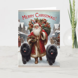 Nouveaux chiens avec carte de Noël de St Nick anti