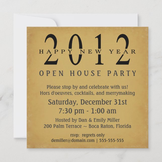 Nouvel An 2012 Open House Invitations Vintages (Devant)