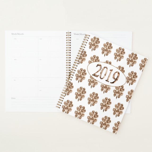 Nouvel an 2019 Portes à quatre feuilles en or et b (Devant avec enveloppe)