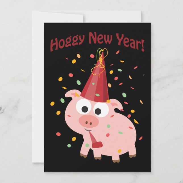 Nouvel An brun ! Invitation Confetti Pig Party (Devant)