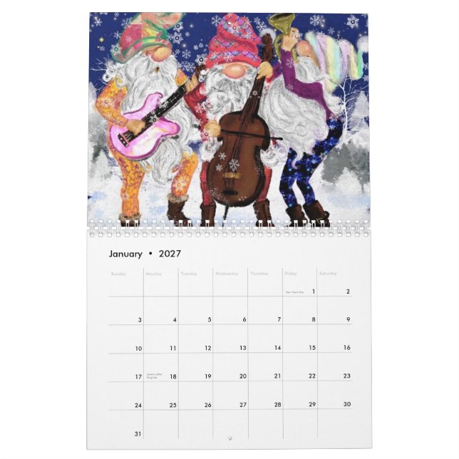 Nouvel An Cadeau Noël Design Calendrier (Jan 2027)