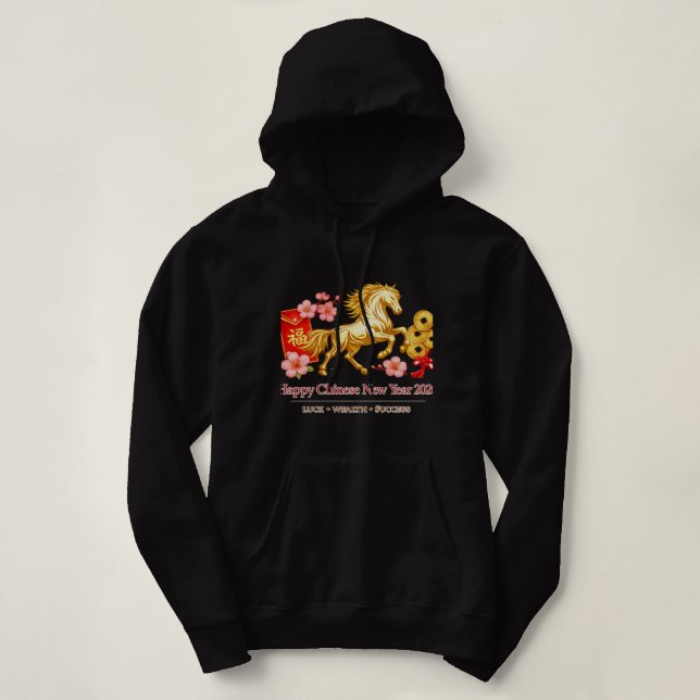 👉 Nouvel An chinois + Cheval + Sweat à capuche +  (Design devant)