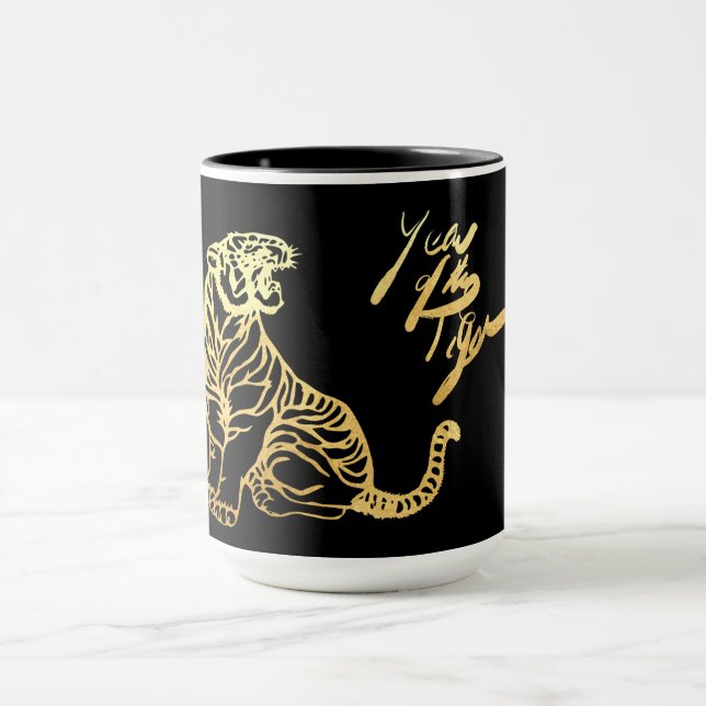 Nouvel An chinois du Tigre Monogram Mug (Centre)