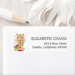 Nouvel An Chinois   Étiquette de Adresse de Retour