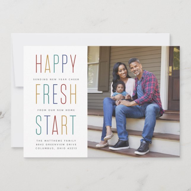 Nouvel an déménager faire-part coloré carte photo (Devant)