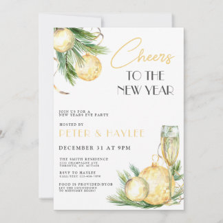Nouvel An Eve White and Gold Party Invitation