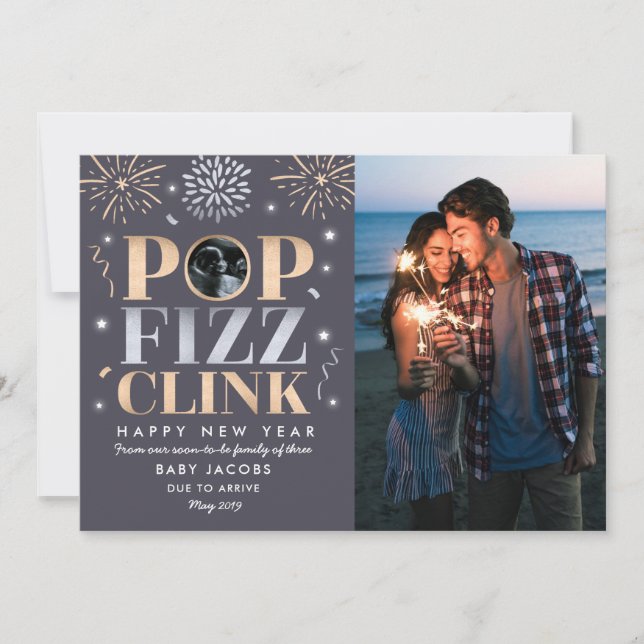 Nouvel An Faire-part de grossesse Nouvel An 2019 (Devant)