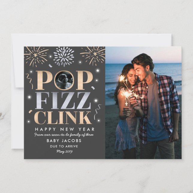 Nouvel An Faire-part de grossesse Nouvel An 2019 (Devant)