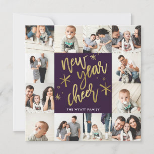 Nouvel An Gold Foil sans couture 12 Carte photo