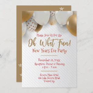 Nouvel An, Gold & White Party Invitation