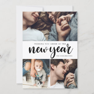Nouvel An Honneur Trois Photo Collage Carte Nouvel