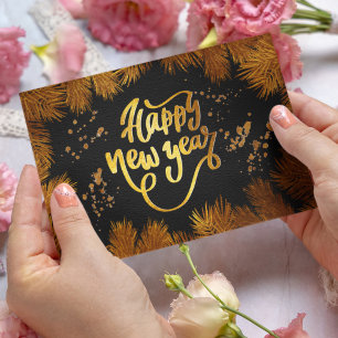 Nouvel an Invitation Pine Gold Company Party