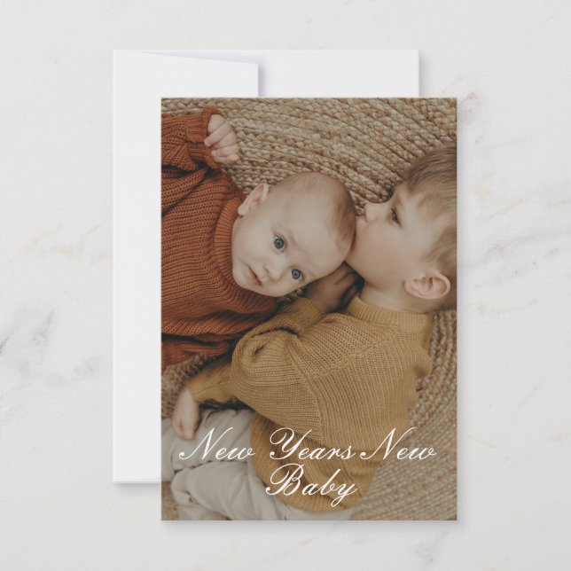 Nouvel an Nouveau bébé carte plat de naissance (Devant)