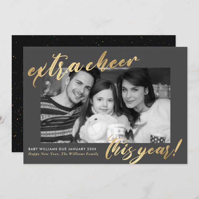 Nouvel an Nouveau bébé photo Faire-part de grosses (Devant / Derrière)