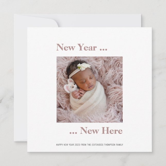 Nouvel An Photo 2024 Naissance rose Annonce (Devant)