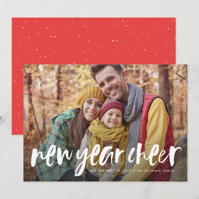 Nouvel an réjouir joueuse carte photo moderne (Devant / Derrière)