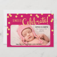 Nouvel An Salutation Bébé Fille Faire-part de nais