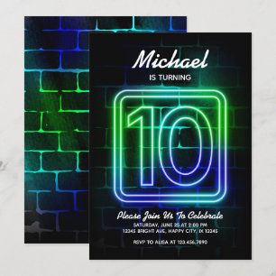 Nouvel anniversaire de Neon invitation pour le gar
