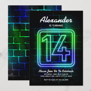 Nouvel anniversaire de Neon invitation pour le gar