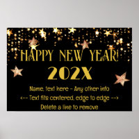 Nouvel An's Eve 18 x 12 Black & Gold Poster