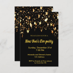 Nouvel an's Eve fête noir des étoiles de la carte 