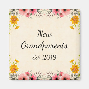 Nouvel est de grands-parents. 2019 aimants floraux