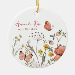 Nouvel ornement de bébé Fleur sauvage d'anniversai