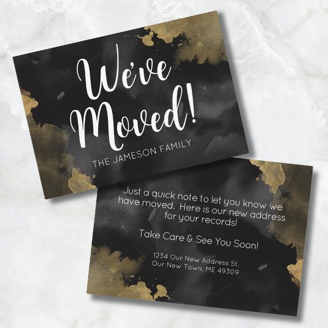 Nouvelle adresse Black Gold Moving Faire-part Card (Black Gold Change Of Address Card)