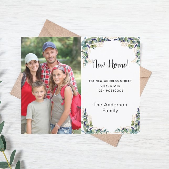 Nouvelle adresse de domicile carte photo eucalyptu (Créateur téléchargé)