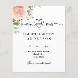 Nouvelle adresse domicile rose or floral mobile ca