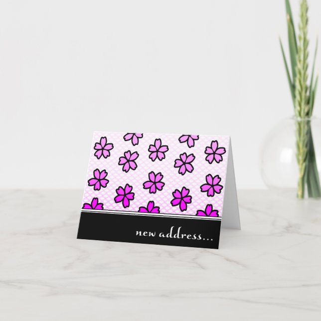 nouvelle adresse faire-part : fleurs rétro (Devant)