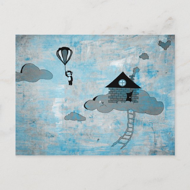 nouvelle adresse faire-part : singe dans les nuage (Devant)