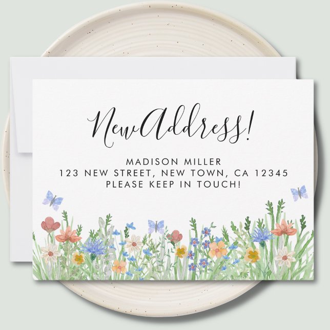 Nouvelle adresse Floral Moving Faire-part (Créateur téléchargé)