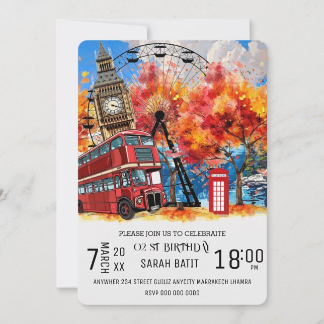 Nouvelle-Angleterre Watercolor Invitation MODÈLE,  (Devant)