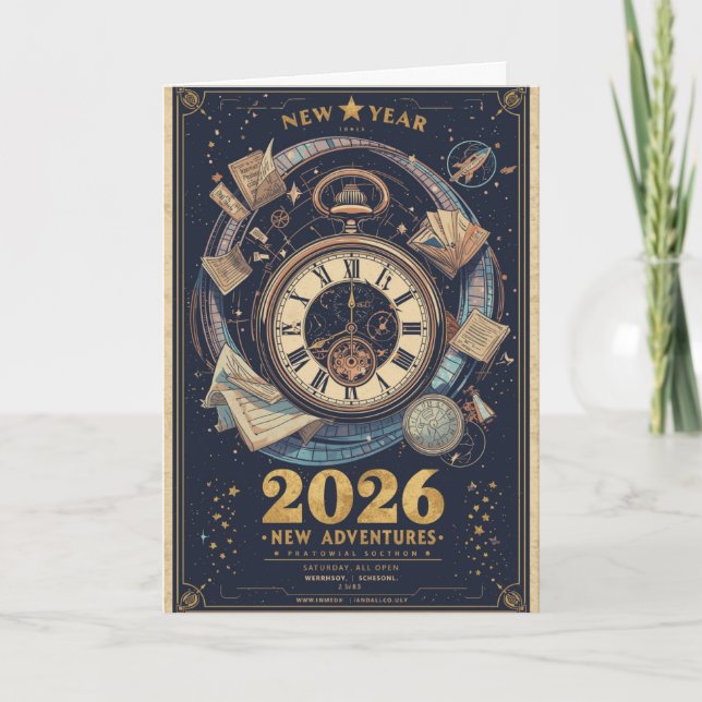 Nouvelle Année 2026 Voyage dans le Temps Carte de  (Devant)