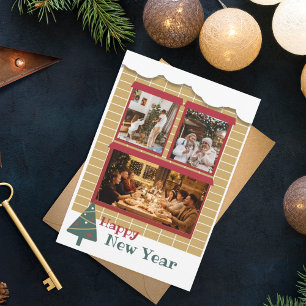 Nouvelle Année Carte de Noël moderne à 3 photos