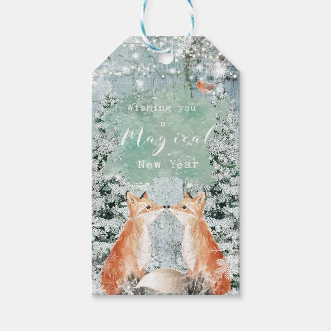 nouvelle année étiquettes cadeaux hiver renard flo (Devant)