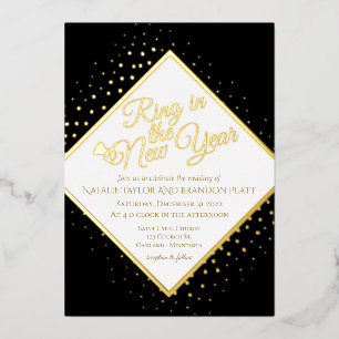 Nouvelle Année Invitations de mariage noir et or p